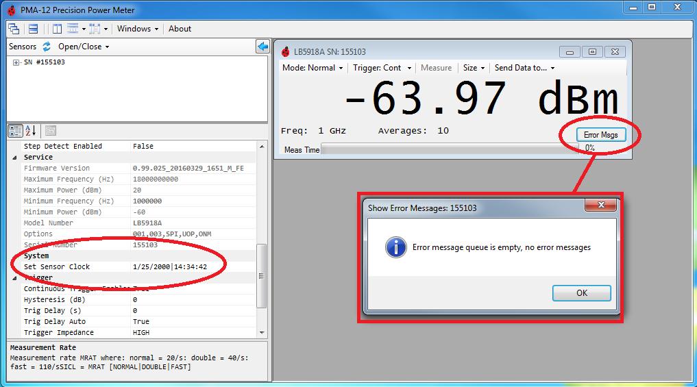 Error Messages LadyBug LB5900 Series power sensors have built in error management.