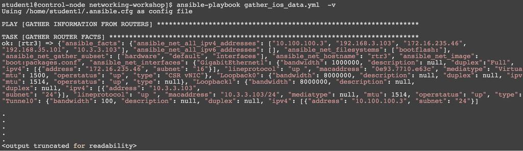 Displaying output Use the optional verbose flag during playbook