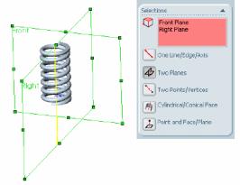 Create Reference Geometry Thinking ahead to the task of creating an assembly using this spring, you will need to create some reference geometry to make it easier to mate the spring in