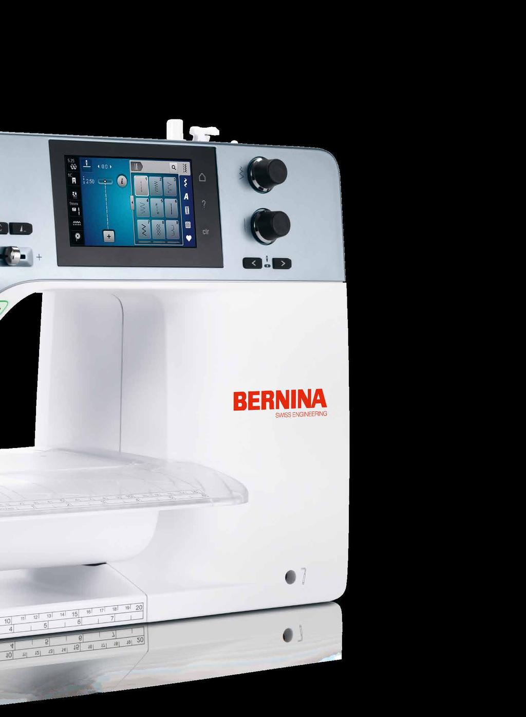 Variable Sewing Speed Adjust with the slide speed control Maximum speed of 900 stitches per minute Modern, Color Touch Screen Easy to view thanks to central position Easy to use with simple