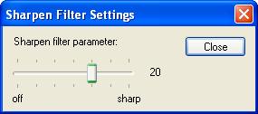 Acquiring and saving images To adjust the numerical value of the sharpen filter parameter, use the mouse to move the slide control to the right or left.