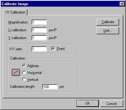Acquiring and saving images 5) Click the Unit... button. Select m (for meters) in the Basic unit list in the Set Unit dialog box. Select, e.g., µ in the Scale list if you wish the calibration length to be shown in µm.