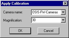 Acquiring and saving images Delete Calibrate... Graph >> 3) Confirm by clicking OK. A new entry is added to the Camera name list located in the Define Calibration dialog box.