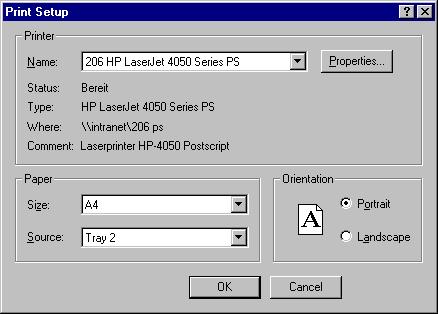 Additional commands Print Setup... Use this command from the File menu to determine a certain printer and printer settings as a default for your image acquisition software.