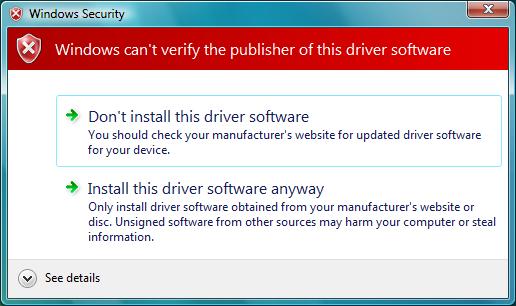 2) Confirm the message by clicking the Continue button. 3) Wait until Microsoft Windows Vista has opened the displayed security query.