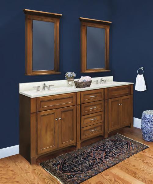 Above: This Heirloom ensemble features a 60 Dresser vanity, a 24 linen tower, and 24