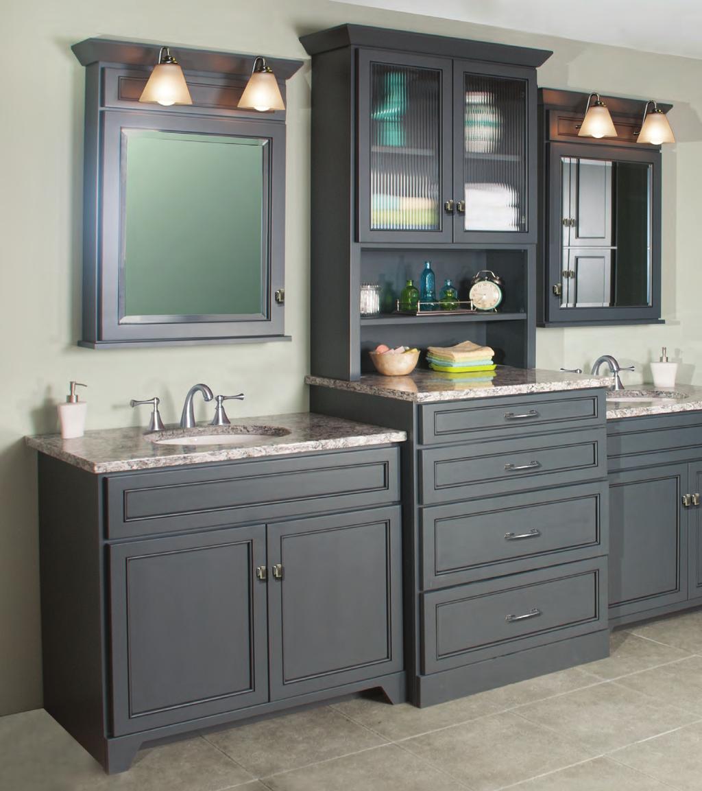 The Gentry ensemble pictured here features Edgewood doors and drawers in Maple