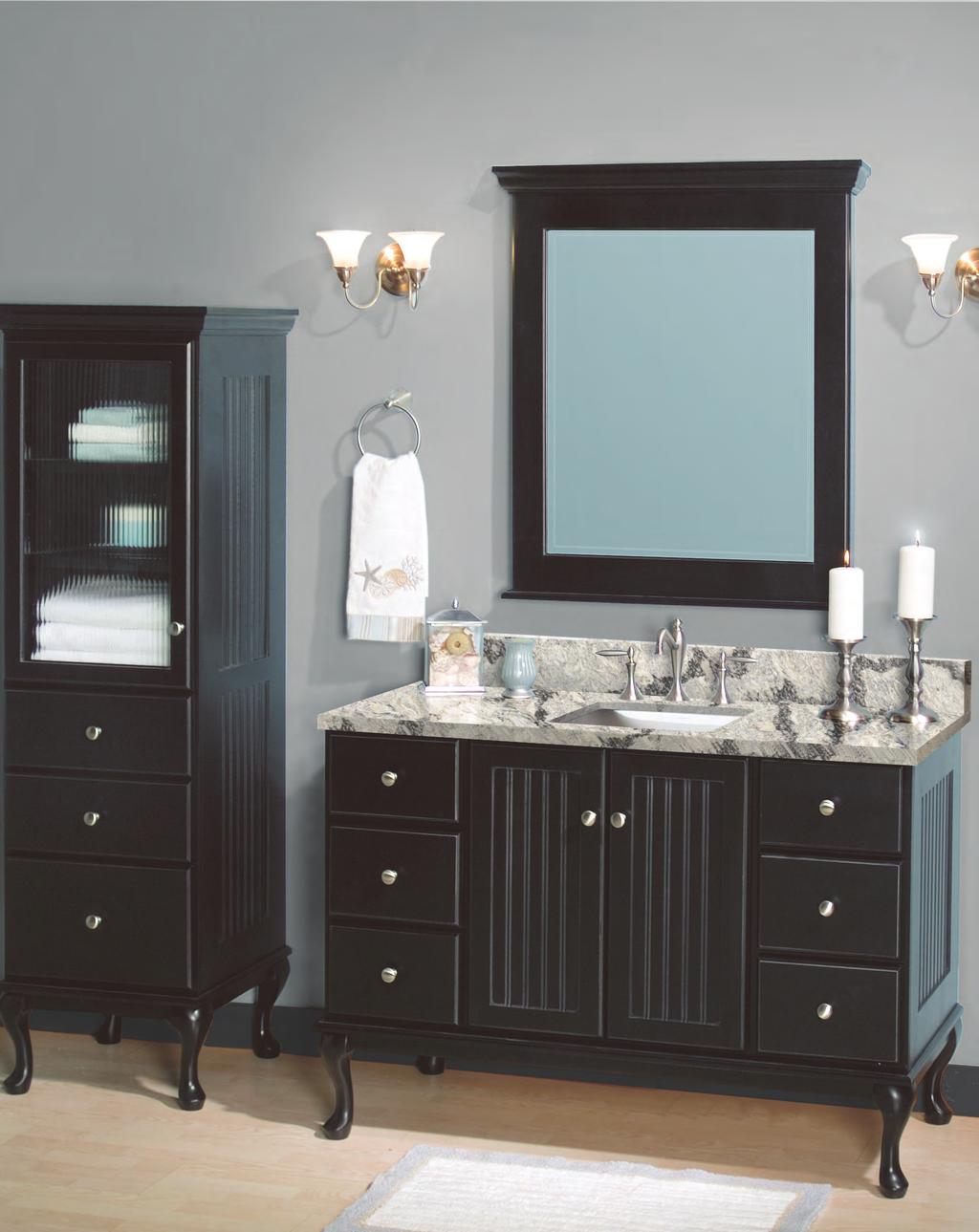 Ashford 48 dresser vanity and linen tower with optional Queen Anne legs and