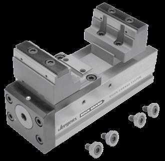 JERGENS 5-AXIS Jergens 5-Axis Fixed Jaw Vise with Reversible and Interchangeable Inserts With reversible (1 face flat, 1 face with grip) and interchangeable inserts, as well as round inserts (with
