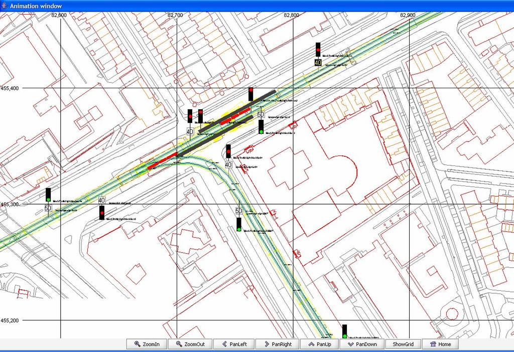 Control can also be specified in form of XML definitions, like specifying that a certain tram line will have priority over other tram lines at a specific crossing, setting the speed limits at a