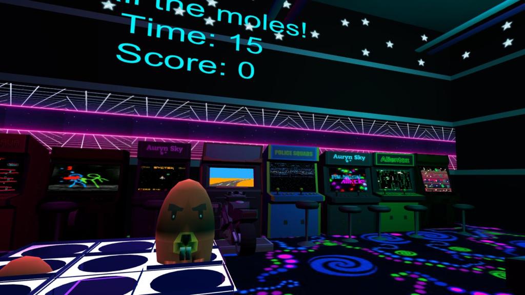 2. First level- classic whack a mole The first level was created to simulate "Whack a mole" gameplay in a virtual retro arcade.