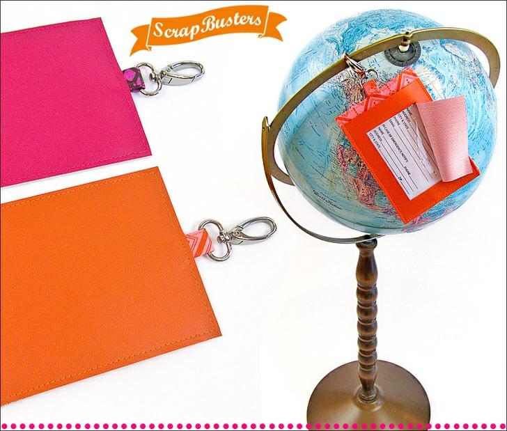 This luggage tag is so easy (and fun!), and takes such a little bit of fabric, you could set up your own assembly line and make tons of tags in an afternoon.