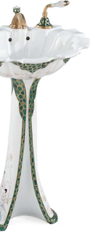 T ulip Pedestals Green Chinoiserie 0222 Pedestal Lever Basin Set with C Spout in Gold Plate Waterlilies 0222 Pedestal Lever Basin Set with A Spout in