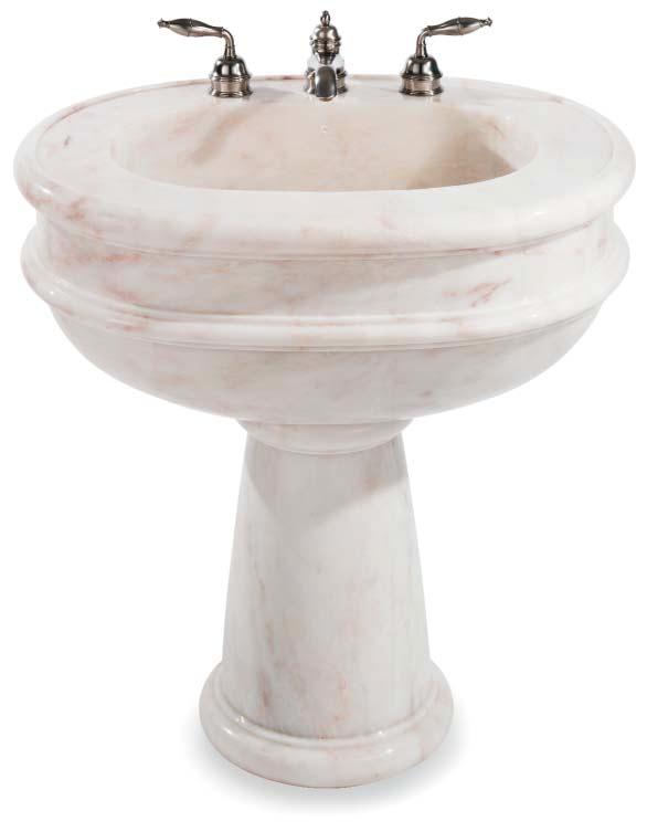 Grecian 0292 Pedestal shown in Rose Aurora Marble Grey Lever Series I Basin