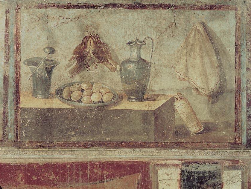 Fresco (buon or secco) Title: Still Life with Eggs and Thrushes Artist: n/a Date: Before 79 CE.