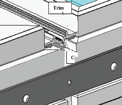 18. Lay out screw locations in the center groove of the exterior mullion for fastening it to the interior mullion.