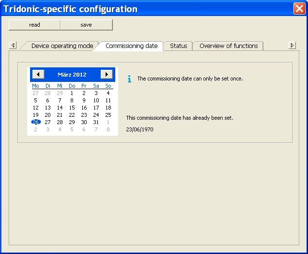 Commssonng date The commssonng date can be saved once n the control gear. Settng the commssonng date 1. The current day s marked n blue on the calendar.