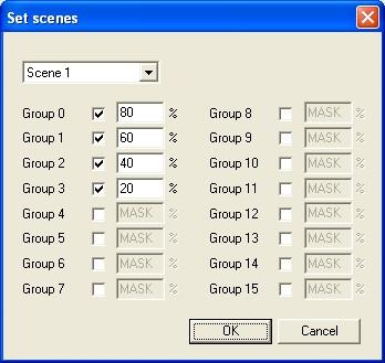 6.7 Settng scenes Ths functon allows the user to confgure up to 16 scenes (0 15). Settng scenes Requrement: Devces assgned to the groups. 1. Select Commssonng > 5. Set scenes.