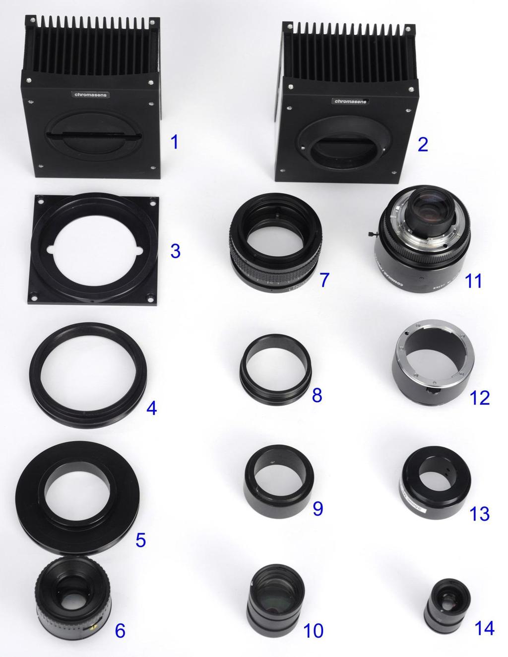 6.7 Optical accessories 6.7.1 Lenses and mounts Chromasens offers a large variety of accessories which are designed to provide maximum flexibility and get most out of the camera.