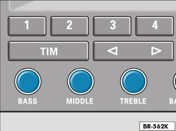 2 - Sound setting Bass setting (BASS) Press the BASS button to release the button. Select the required value by turning the BASS button to the left (-) or right (+).