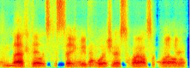 Figure 2: From left to right: noisy spectrogram (babble noise at -5 db SNR); spectrogram of the signal enhanced with DNN; spectrogram of the signal enhanced with AECNN-T; spectrogram of the signal