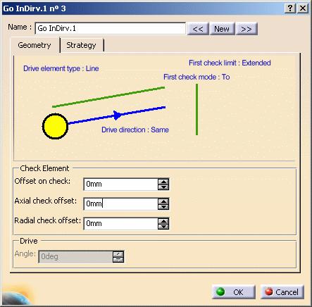 5. Select the Follow icon. The check curve of the previous motion is used as drive curve. This drive element is highlighted in the 3D view.
