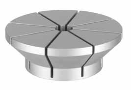 Because the clamping force is evenly applied to the component in a radial direction, the workpiece is clamped without distortion.