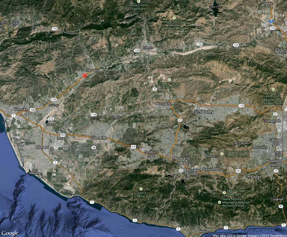 LOCATION AERIAL distance - drive time: Ventura 12 miles 14 mins Santa Maria
