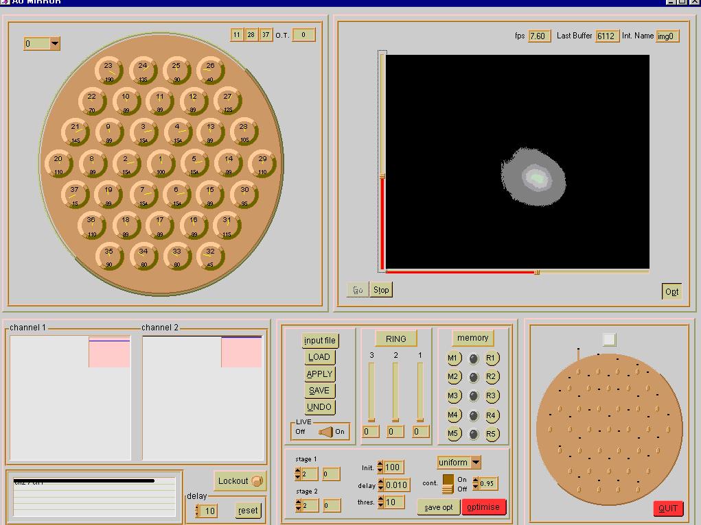 Figure 4. Graphic User Interface for manual and automatic laser optimisation.