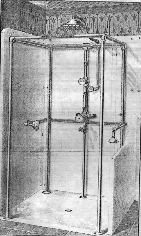 The needle shower 1850s, Motts Catalogue a most complete bath the four different sprays may be used together or separately, at the immediate