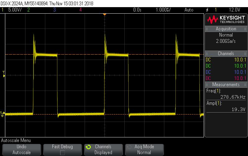 In order to observe the performance of the circuit, we first tested it with sine waves from a signal generator. We tested with an input signal with a peak to peak voltage of 220 mv.