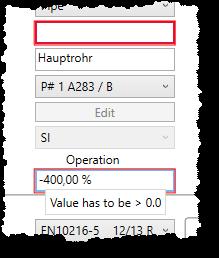 - Text fields accept input of any length, if the calculation core should have a length