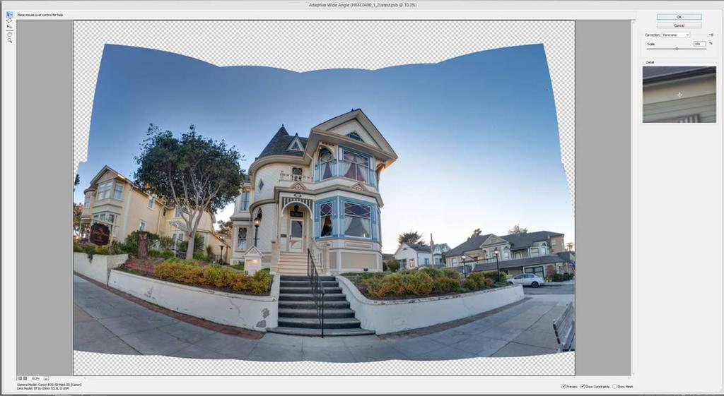 How image was processed in Photoshop Adaptive Wide Angle