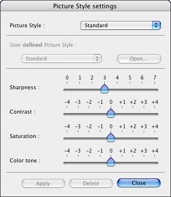 Select a Picture Style from the [Picture Style] list box. If you select [Monochrome], the [Filter effect] and [Toning effect] list boxes appear. 5 Drag the slider for each item left or right.