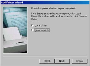 4. Select Network printer, then click Next. 5. On the next screen, click Browse. 6. Double-click the icon of the computer that PictureMate Pal is directly connected to.