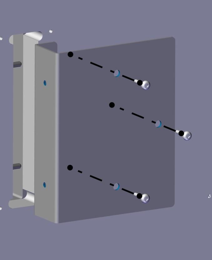The Safety sensor is mounted on the bracket which is mounted to the cabinet with three 655 square