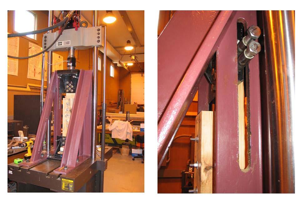 The side bracing system was employed to limit the moment placed on the load cell by any joint eccentricities. The bracing system consisted of two welded steel braces.