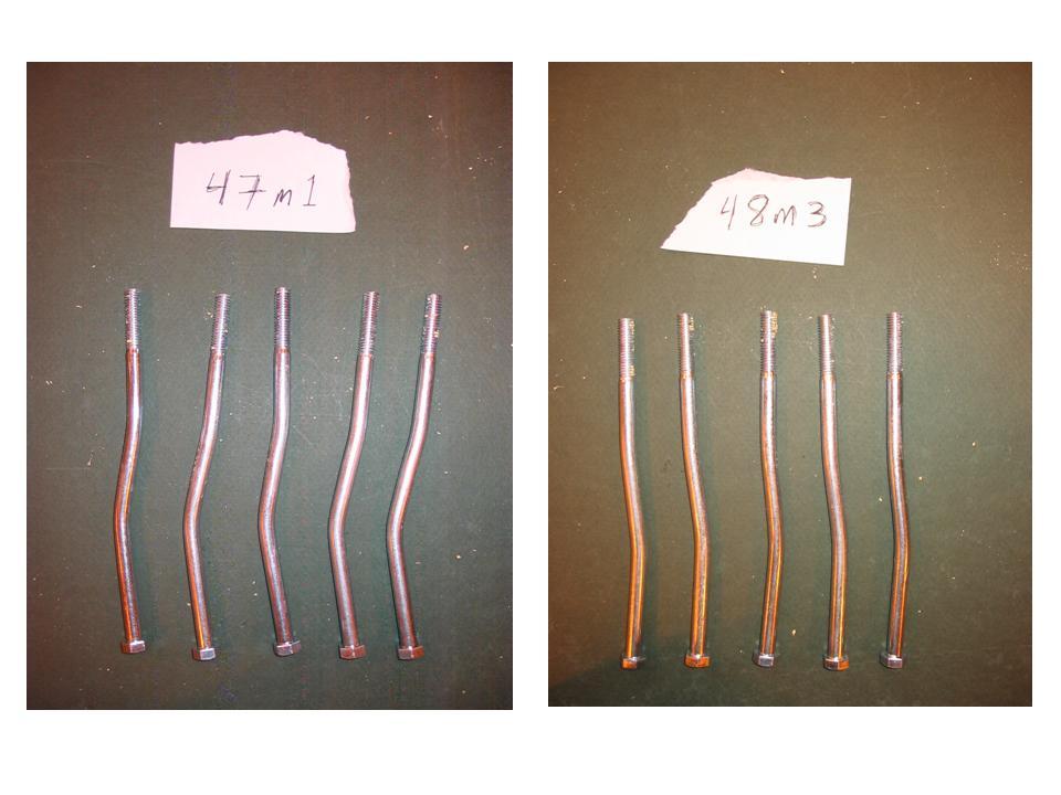 Figure 4.16: Example Groups of Tested Bolts from 47m and 48m Data Sets A load-deflection curve was generated for each monotonic test.