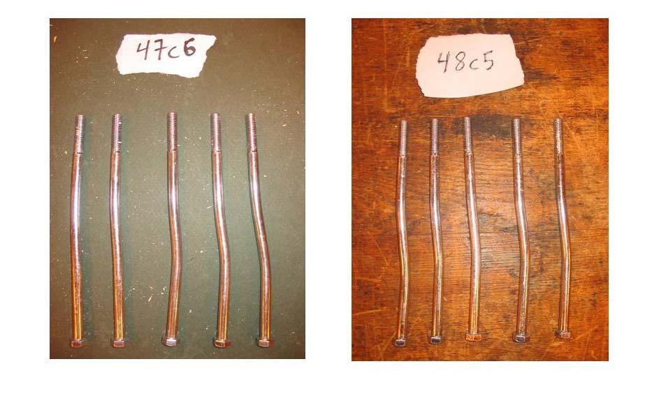Following each reverse-cyclic test, the bolts were removed from the test specimens and photographed.