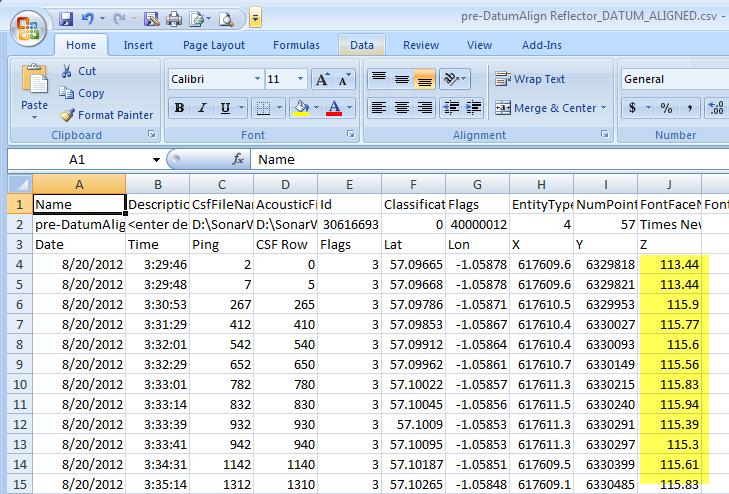 You can open these in EXCEL and see the datum align effect: Exported