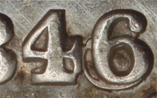 1846, 6 over horizontal 6 Bold under digit