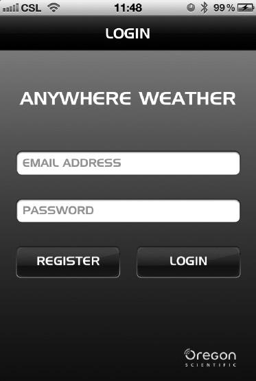 Download the Anywhere weather application from your device, such as smartphone or tablet PC.
