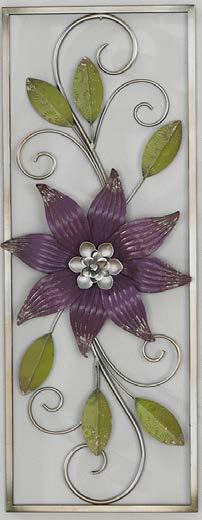 Purple Flower Wall Décor, WR470 Silver finished metal frame