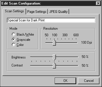 For example, the following figure shows a configuration named Special Scan for Dark Print (which