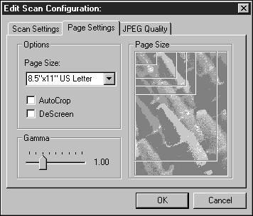 32 VISIONEER ONETOUCH 8600 SCANNER INSTALLATION GUIDE 5. Click the Page Settings tab to adjust the scan page settings. Page Size Choose a page size from the drop-down list.