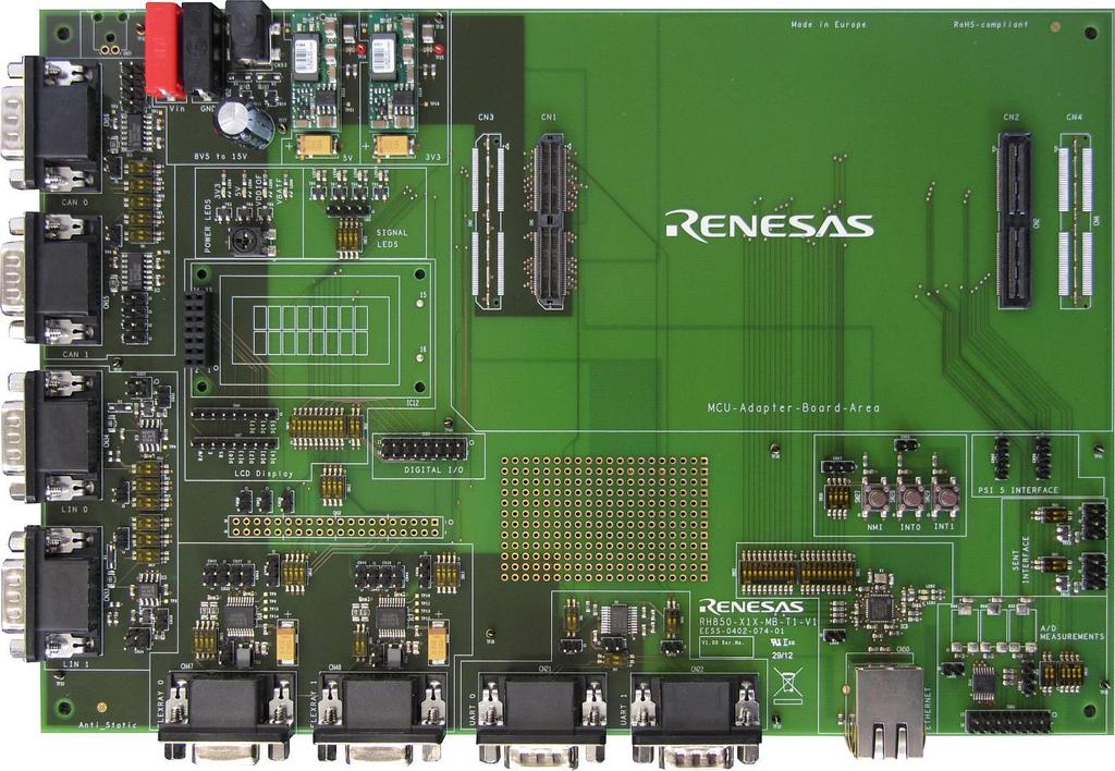 RH0/Xx Chapter Introduction The RH0/Xx Application Board serves as a simple and easy to use platform for evaluating the features and performance of Renesas Electronics -bit RH0/Xx microcontrollers.