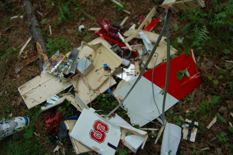 Crash Note On Sunday, April 29, 2007, at 6:36 PM, the NCSU Aerial Robotics Club experienced its first crash in over three years of incident-free flying.