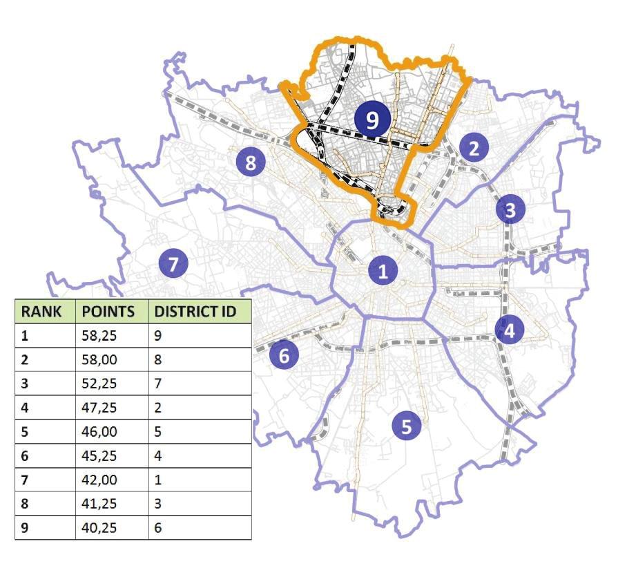 (such as extension, number of citizens, noise exposure levels, linear road length). District 9 is located in the north part of Milan and it has a population of about 180.000 citizens.