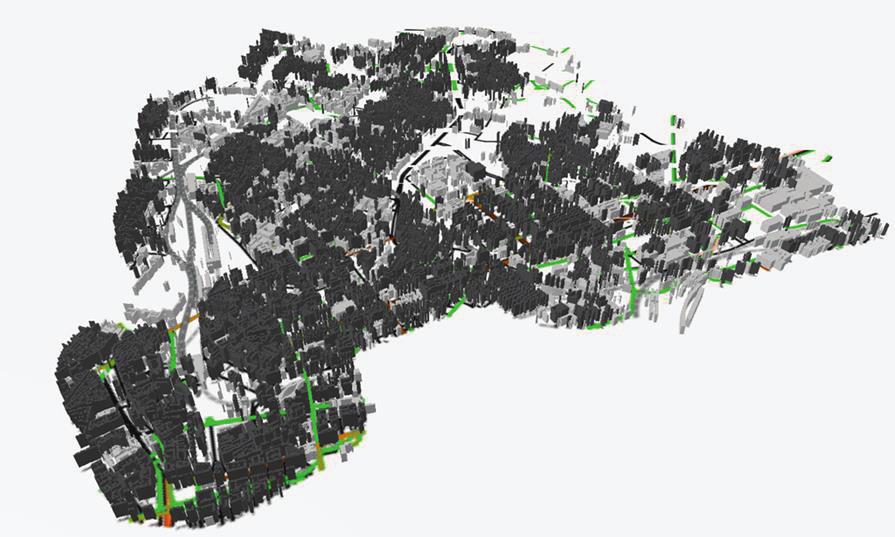 Figure 2 3D rendering of pilot area digital model The approach used in the project to update the maps is called map scaling and sum approach (8).