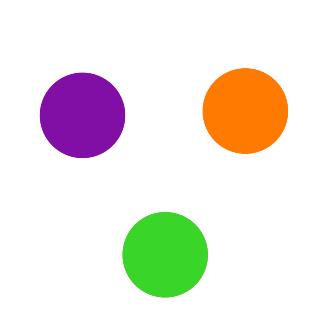 SECONDARY COLORS The secondary colors are orange, green, and purple. These colors are created by mixing equal amounts of two primary colors.